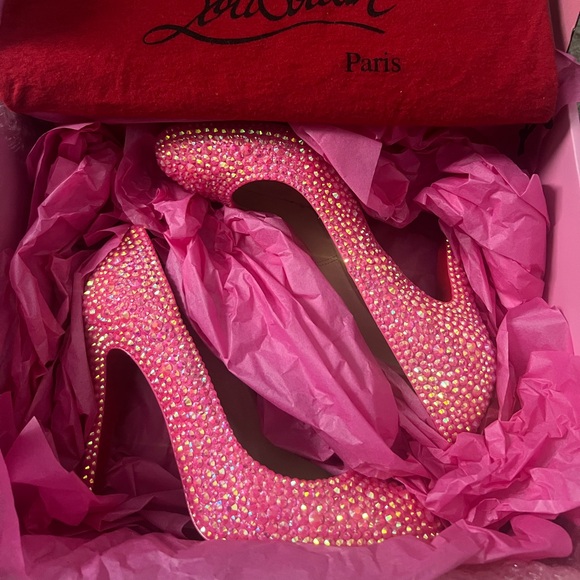 Christian Louboutin Barbie Pink Swarovski Crystal Rhinestone Heels Size 36.5 - Picture 8 of 8